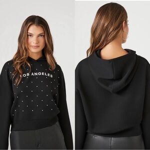 Forever 21 Black Los Angeles Rhinestone Hoodie